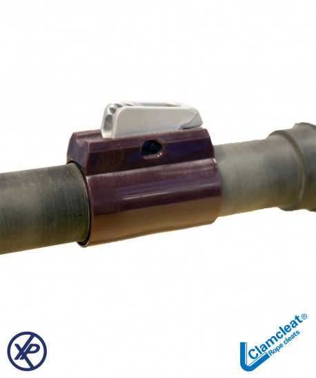 Coinceur aluminium vertical sur manchon de fixation aubergine Ø34-36mm-Pour tube planche à voile - Cordage Ø3-5mm