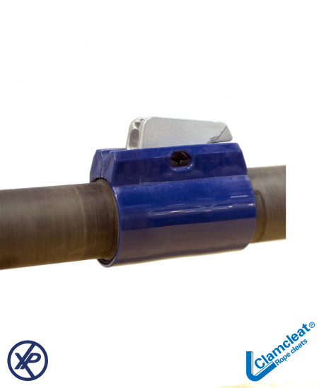 Coinceur aluminium vertical sur manchon de fixation bleu Ø34-36mm-Pour tube planche à voile - Cordage Ø3-5mm