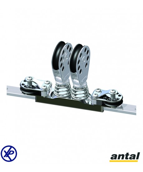 CHARIOT GV INOX - RAIL T 32x6  - 2 POULIES Ø75MM