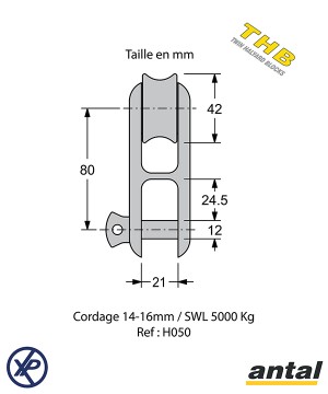 H050- Poulie de drisse