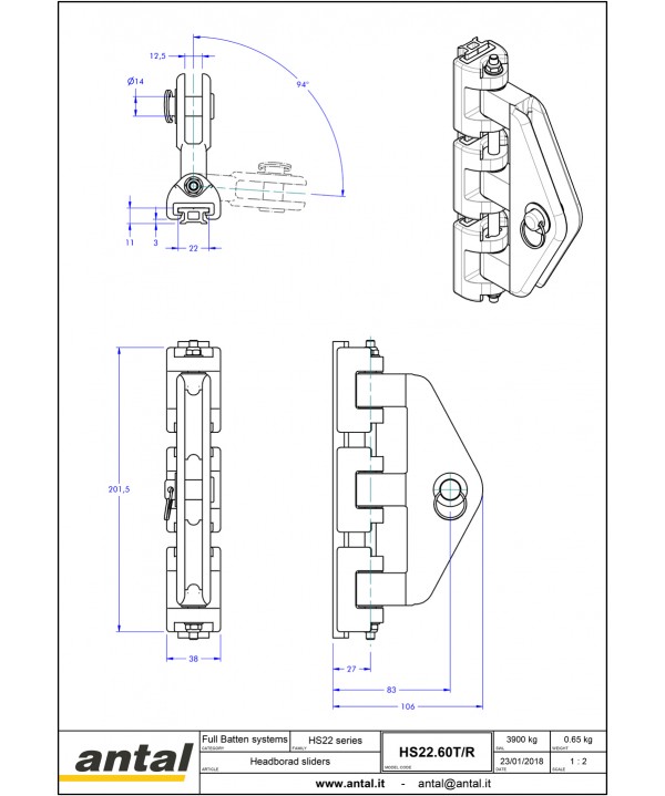 HS22.60T_R-Chariot triple têtière