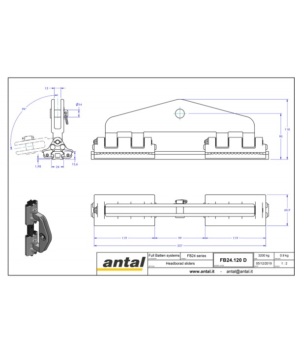 Chariot double de têtière liaison textile
