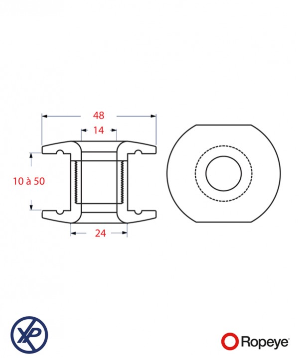 RODTDB18-Passe-pont fileté