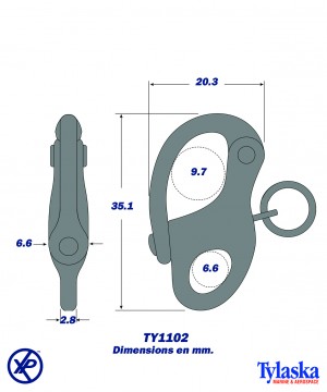 TY1102#SF-Mousqueton  de drisse