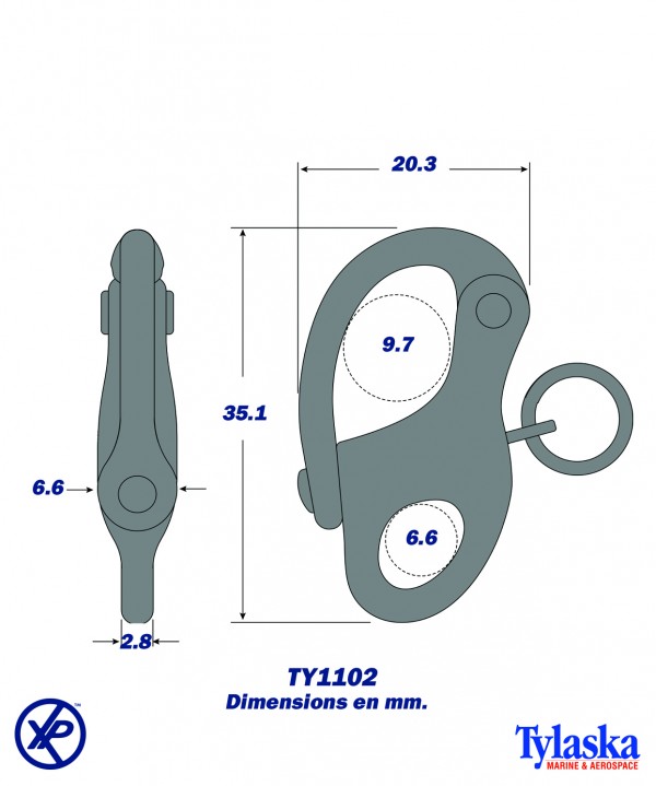 TY1102#SF-Mousqueton  de drisse