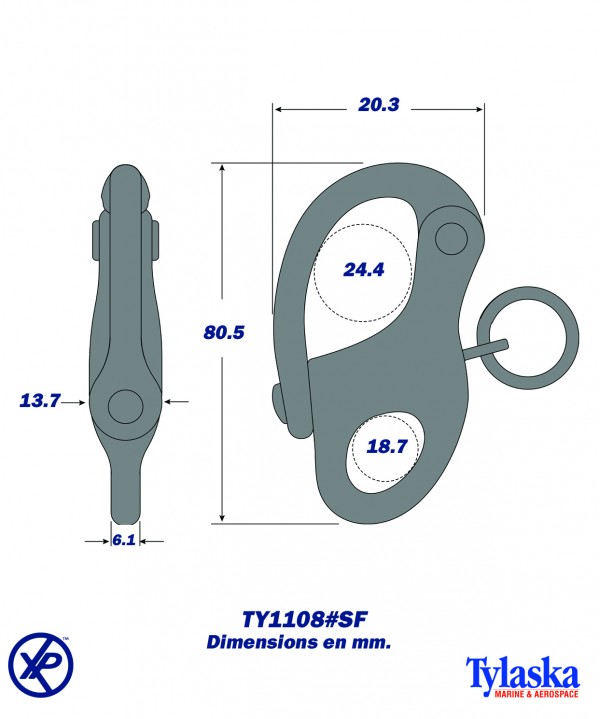 TY1108#SF#BL-Mousqueton  de drisse